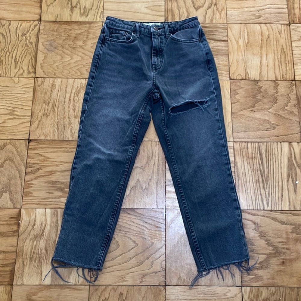 TOPSHOP raw hem cropped straight jeans